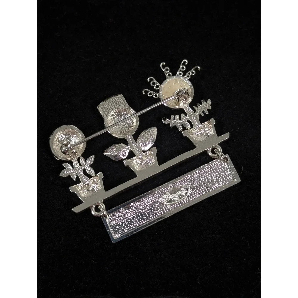 Danecraft Teachers Help Us Grow Brooch Silver‎ Tone Kids Flower Pin